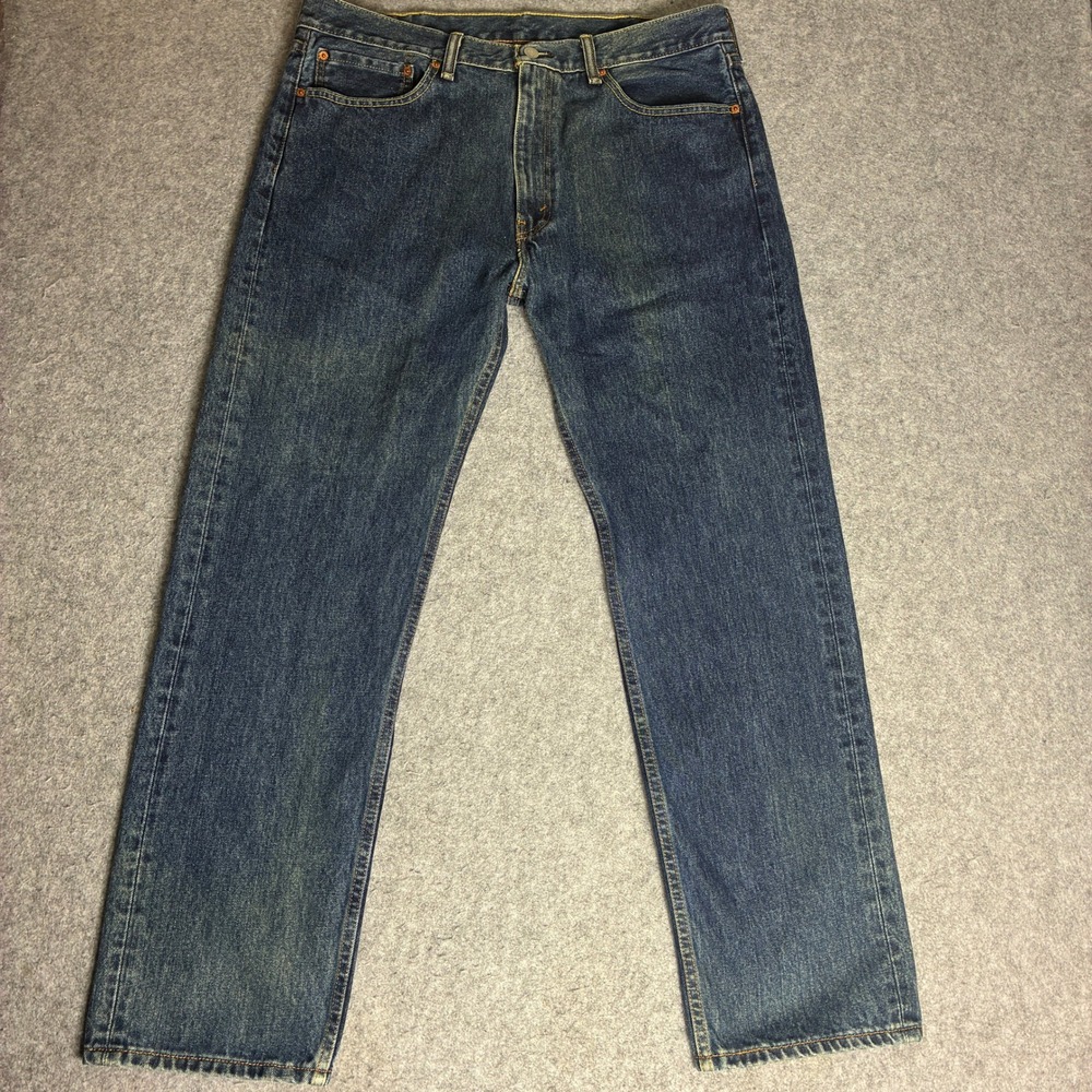 Levis 505 Straight Leg Jeans Mens 38x32 Medium Wash Blue Denim Cotton Classic